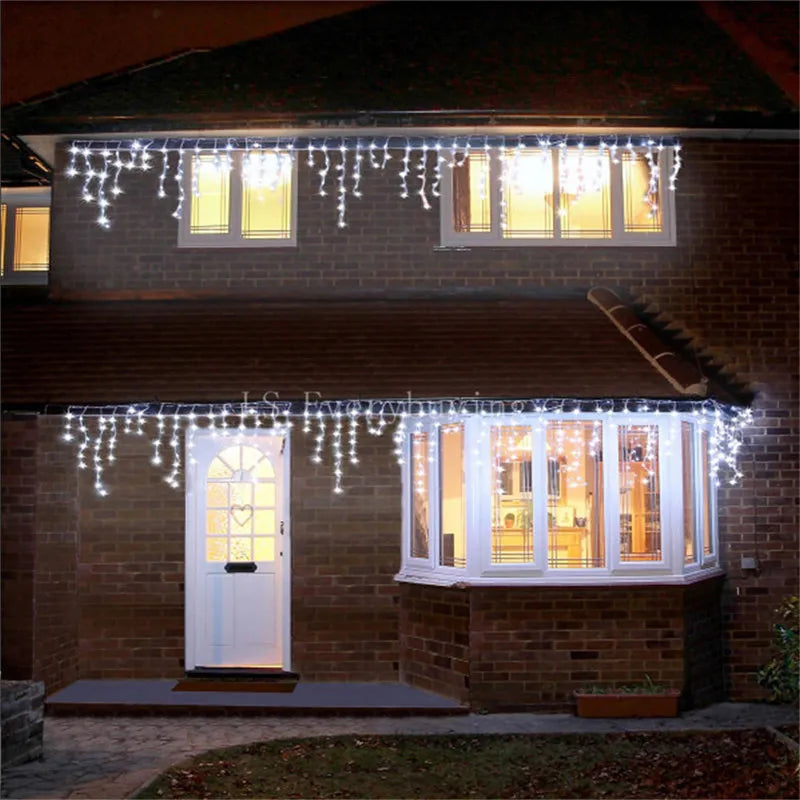 Outdoor Christmas LED Curtain Icicle Lights 4m Garden Decor
