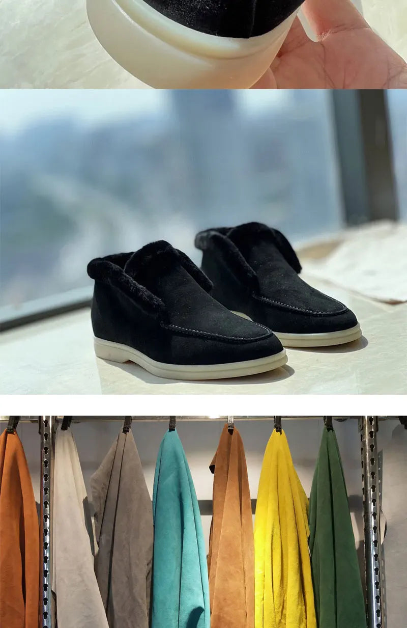 Winter Snow Boots For Women  Fur One-Piece Warm Loafers With Fleece Cuffs  Woolen Short Boots For Women  Wnter Boots