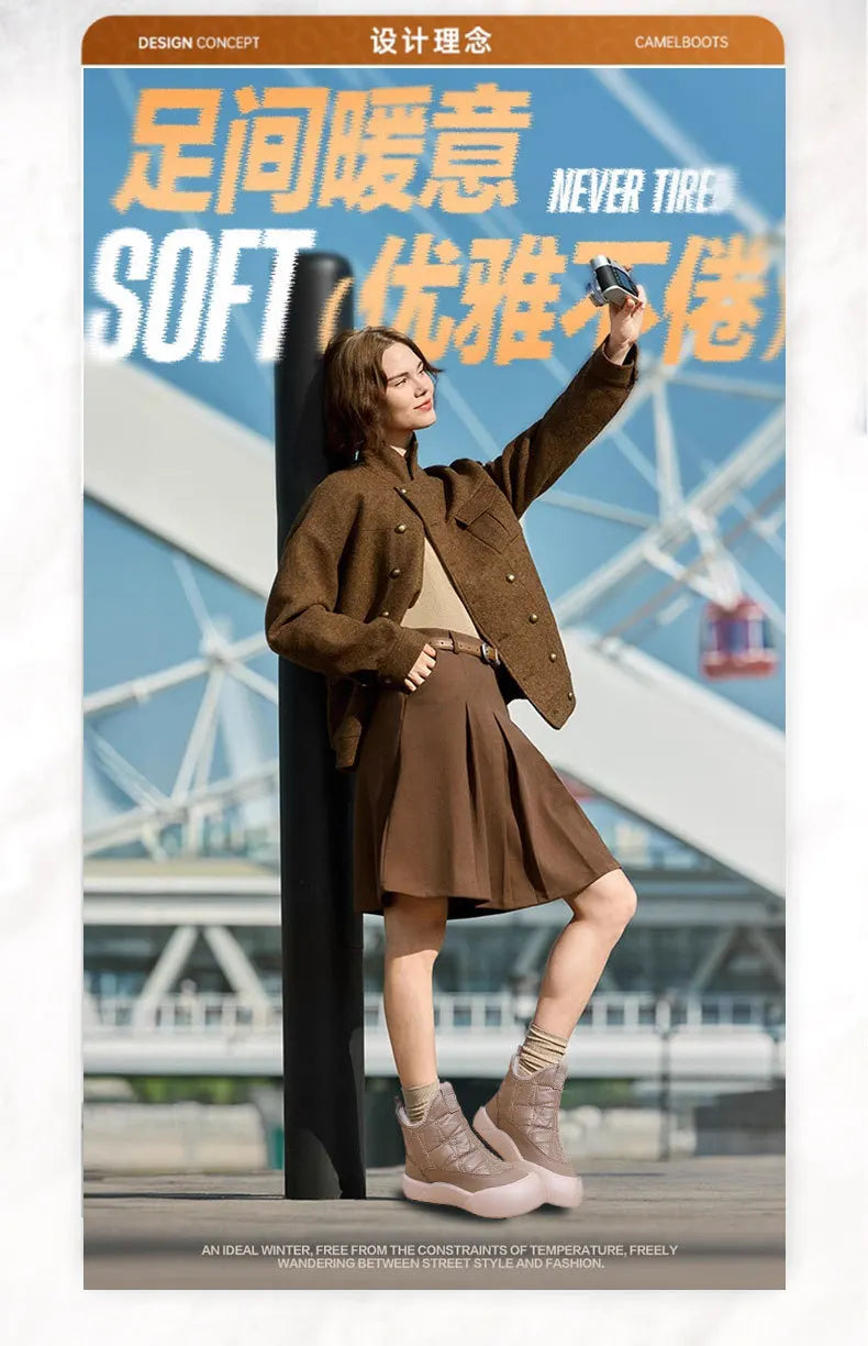 Winter boots 2025 woman warm wool fur booties waterproof lightweight mom ankle shoes warmth fur booties