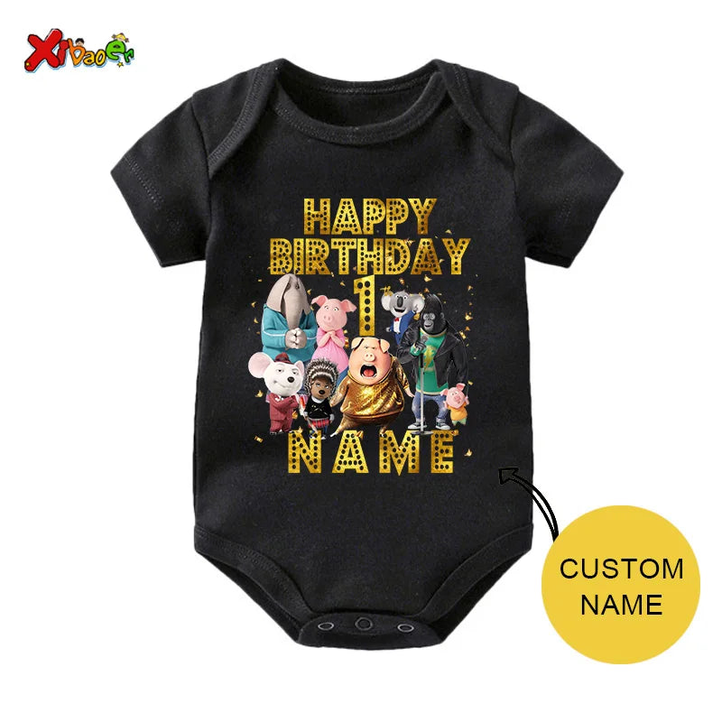Family Matching Outfits Boys Birthday Party Shirt  Personalized Name 1st 10th Family Birthday Party Outfits Golden Shiny Outfits