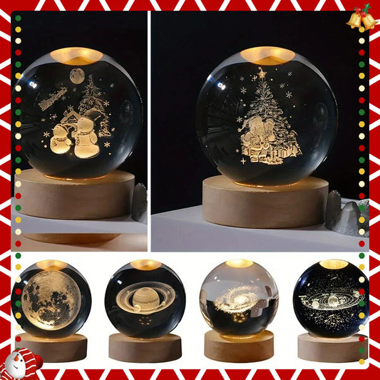 【Christmas birthday gifts】NEW Night Light Book Bear Rose USB LED Night Light Galaxy Saturn 3D Crystal Ball Mood Light Christmas