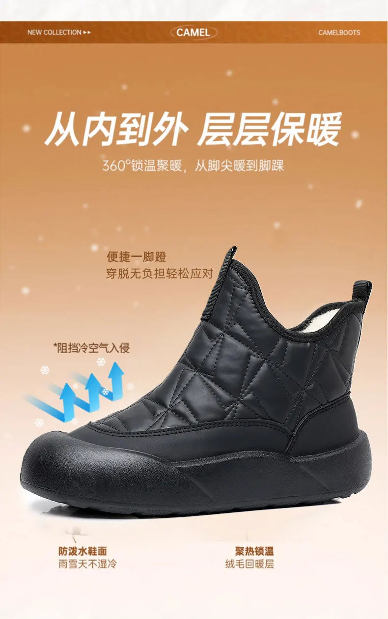 Winter boots 2025 woman warm wool fur booties waterproof lightweight mom ankle shoes warmth fur booties