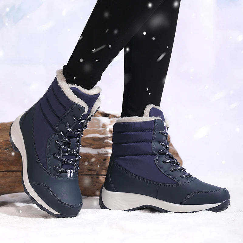New Winter Women Boots High Quality Warm Snow Boots Lace-up Fashion Comfortable Ankle Boots Outdoor Waterproof Hiking Boots