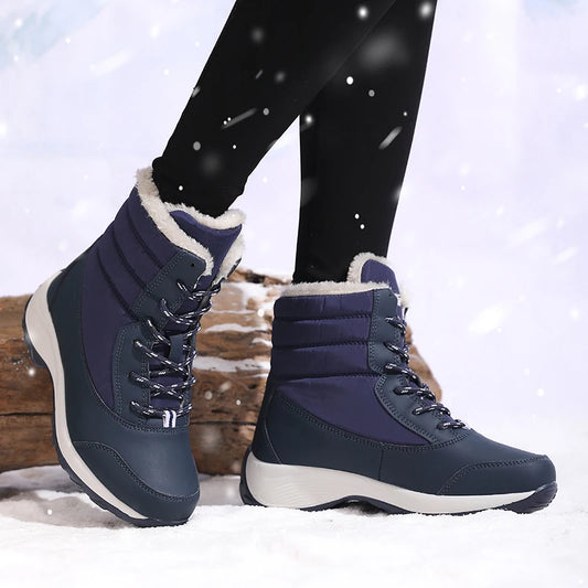 New Winter Women Boots High Quality Warm Snow Boots Lace-up Fashion Comfortable Ankle Boots Outdoor Waterproof Hiking Boots