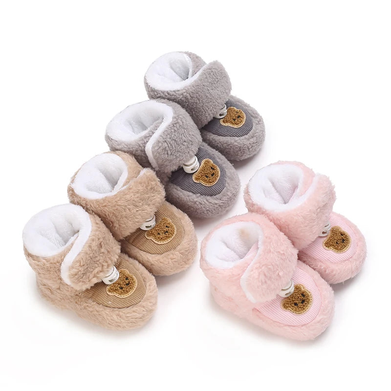 Cozy Winter Infant Boots - Soft Fleece-Lined Ankle-High Toddler Shoes with Adjustable Buckle Closure, Round Toe & Thick Sole for