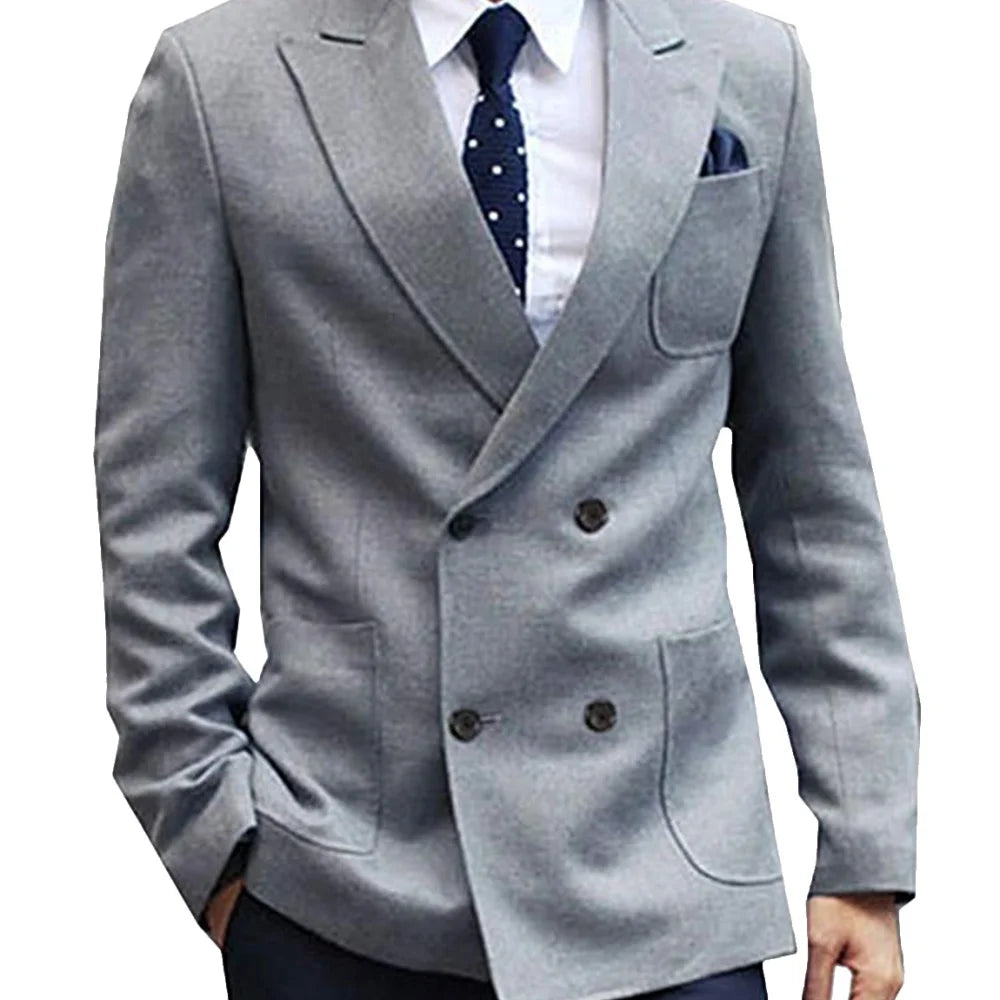 Men's Wedding Tuxedo Suits Blazer Double Breasted Peak Lapel Formal Business Groom Wear Party Coat