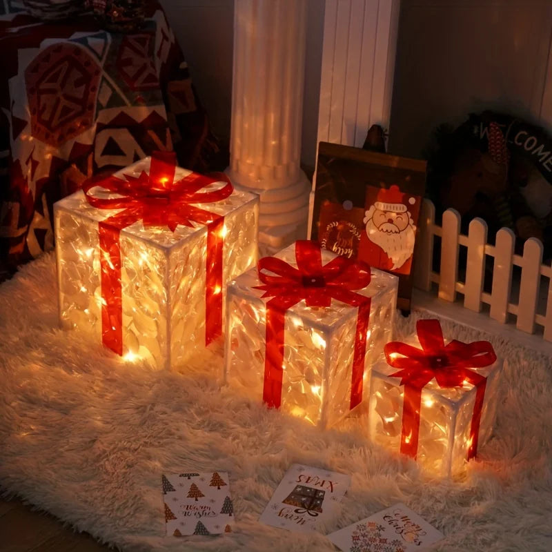 Glowing Christmas Gift Box Decoration for Home & Garden