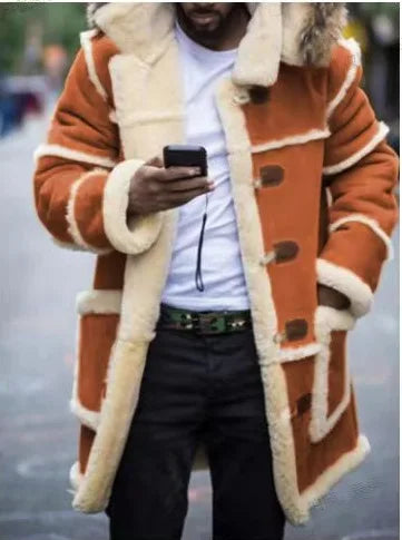 Overcoat Men Winter New Loose Long Cotton-padded Jacket Brown