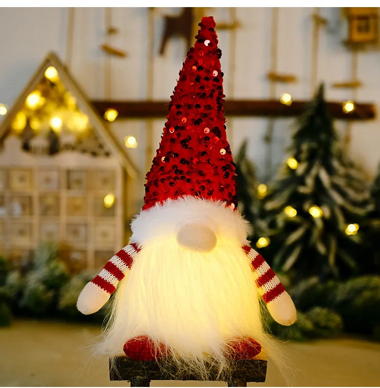 Christmas Gift Gnome Doll Couple Led Night Light Sledge Elf Ski Home Xmas Tree Desktop ornament Decor Navidad New Year Valentine