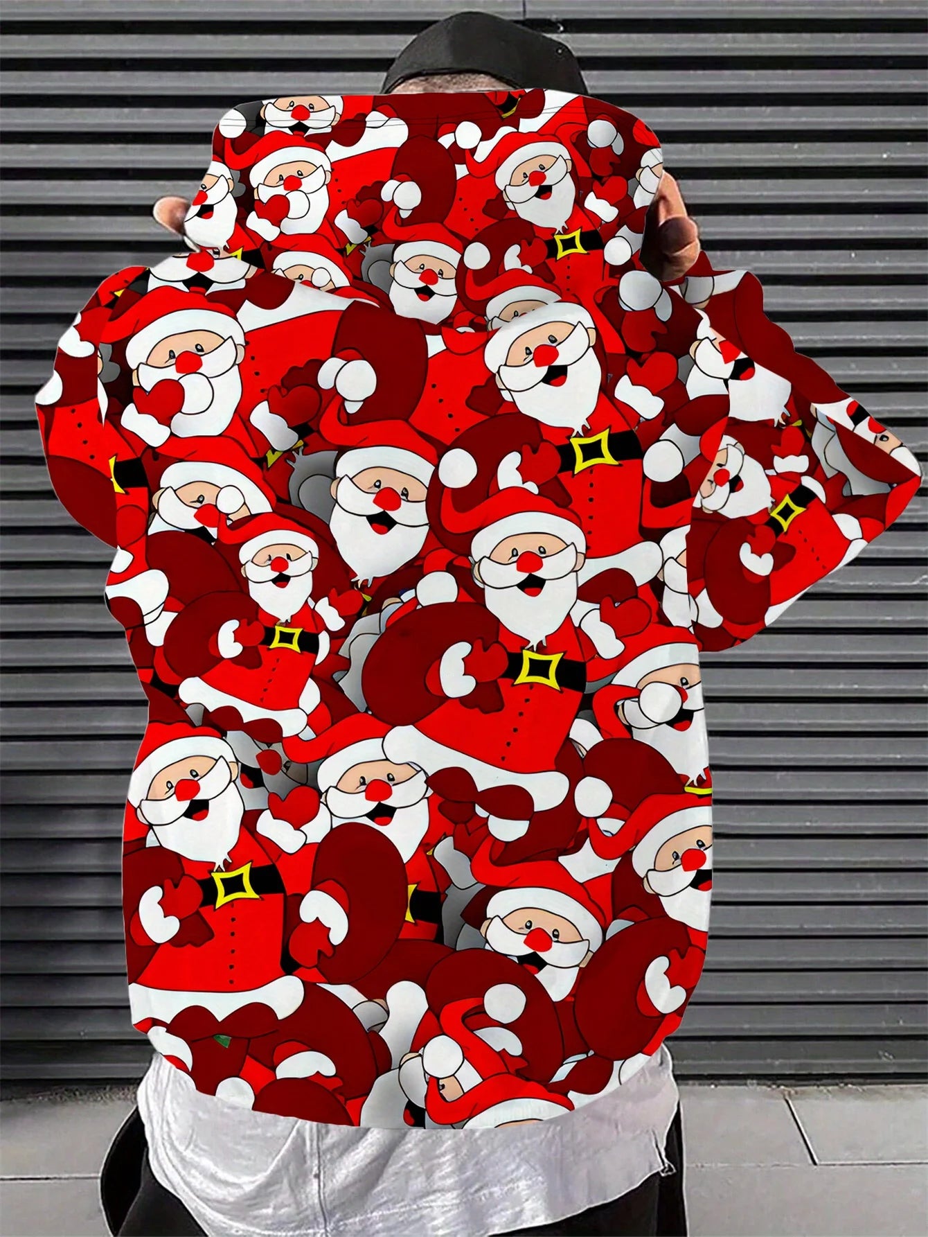 Men'S Christmas Hoodie - Red & White Santa Claus Graphic Pullover Sweatshirt, Hooded Winter Jacket for Holiday Parties, Casual