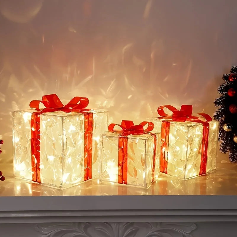 Glowing Christmas Gift Box Decoration for Home & Garden