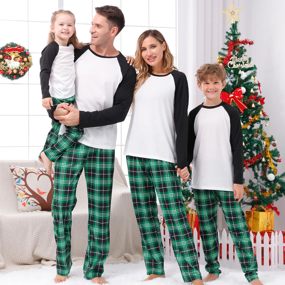 Christmas Family Matching Outfits Mom Dad Kids 2 Pieces Pajamas Set Baby Rompers Casual Loose Sleepwear Xmas Family Look Pyjamas