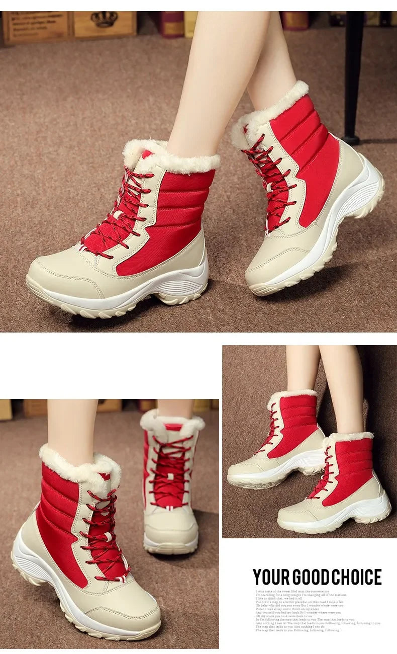 Winter Snow Boots Women Anti-slip Keep Warm Plush Comfortable Walking Shoes Breathable Outdoor Casual Sneakers Women