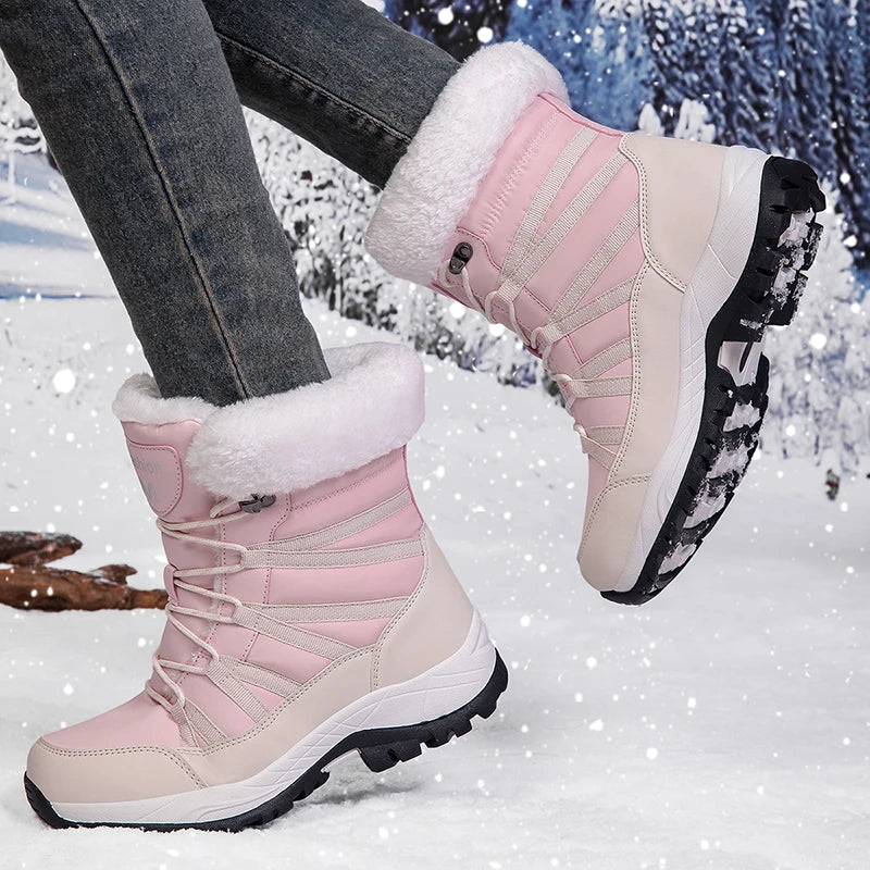 2025 Winter Snow Boots Cotton Shoes Waterproof and Cold proof Long Boots for Women Outdoor with Thick Velvet and Warmth 36-42