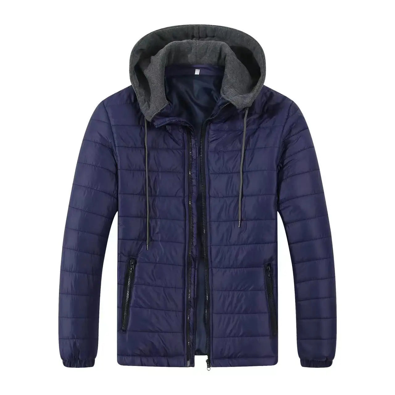 Winter Warm Cotton Jacket for Men Stand Collar Open Front Outdoor Sports Coat Casual Padded Coat