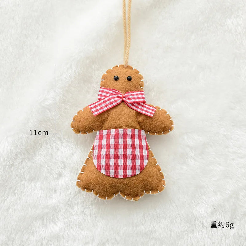 Christmas Tree Snowflake Gift Decoration Pendant Wool Felt Gingerbread Handmade DIY Accessories Christmas New Year Decoration