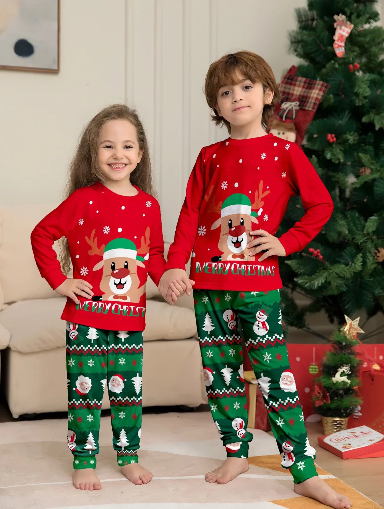 Christmas Pajamas Family Matching Outfits Mom Dad Kids 2 Piece Baby Romper Soft Sleepwear Xmas Family Look 2025 New Year Clothes