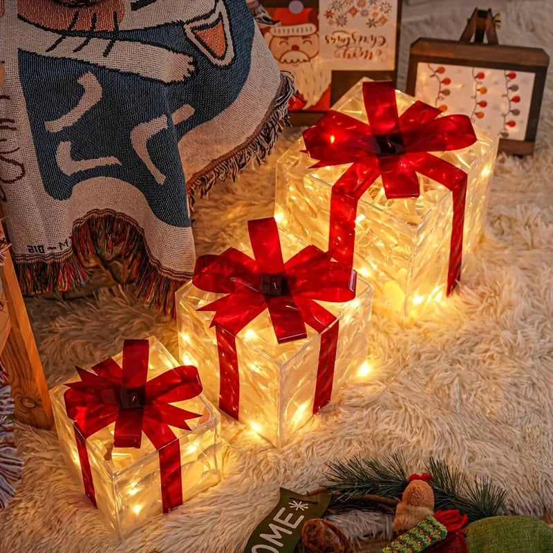 Glowing Christmas Gift Box Decoration for Home & Garden