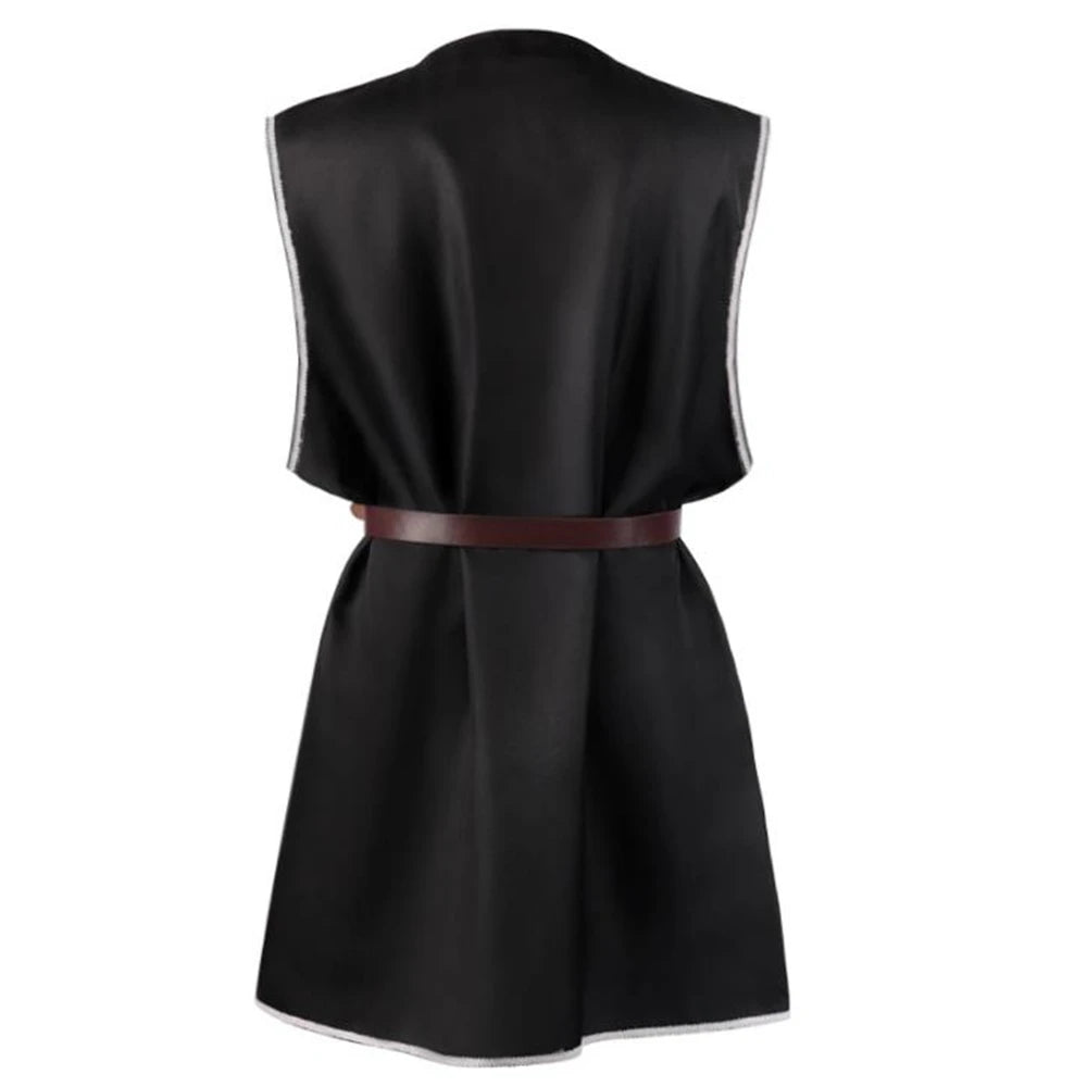 Adult Men Medieval Renaissance Warriors Knight Costume Robe Shirt Tops Sleeveless Cos Tabard Surcoat Male Tunic Loose  S-2XL