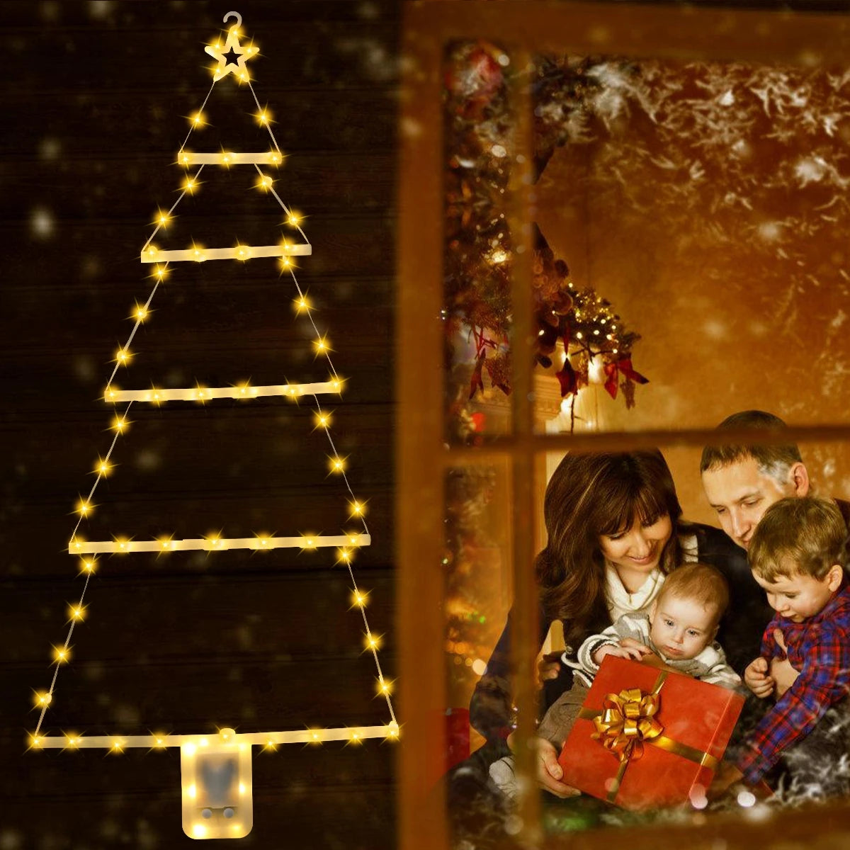 Christmas Tree Warm LED Ladder Lights Navidad Natal Noel Light Garland Merry Christmas Decorations For Home 2024 New Year 2025