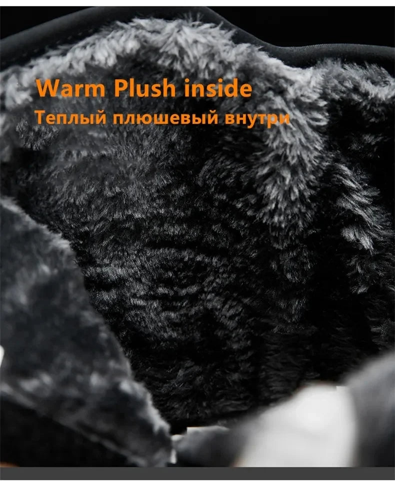 New Winter Hiking Boots Warm Plush Men's Boots High Top Couple Snow Boots Winter Outdoor Anti-Slip Ankle Boots Work Casual Boots