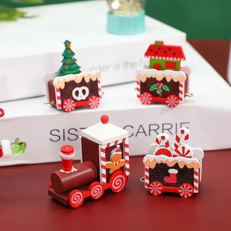Christmas Decorations Wooden Small Train Children Kindergarten GiftTrain Desktop Decoration Ornaments Christmas Children Gifts