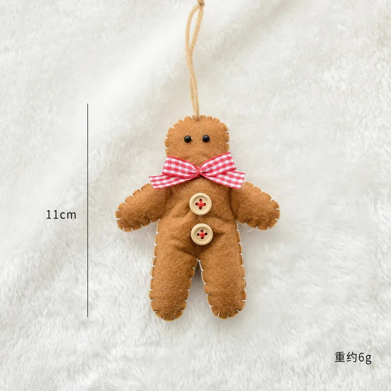 Christmas Tree Snowflake Gift Decoration Pendant Wool Felt Gingerbread Handmade DIY Accessories Christmas New Year Decoration