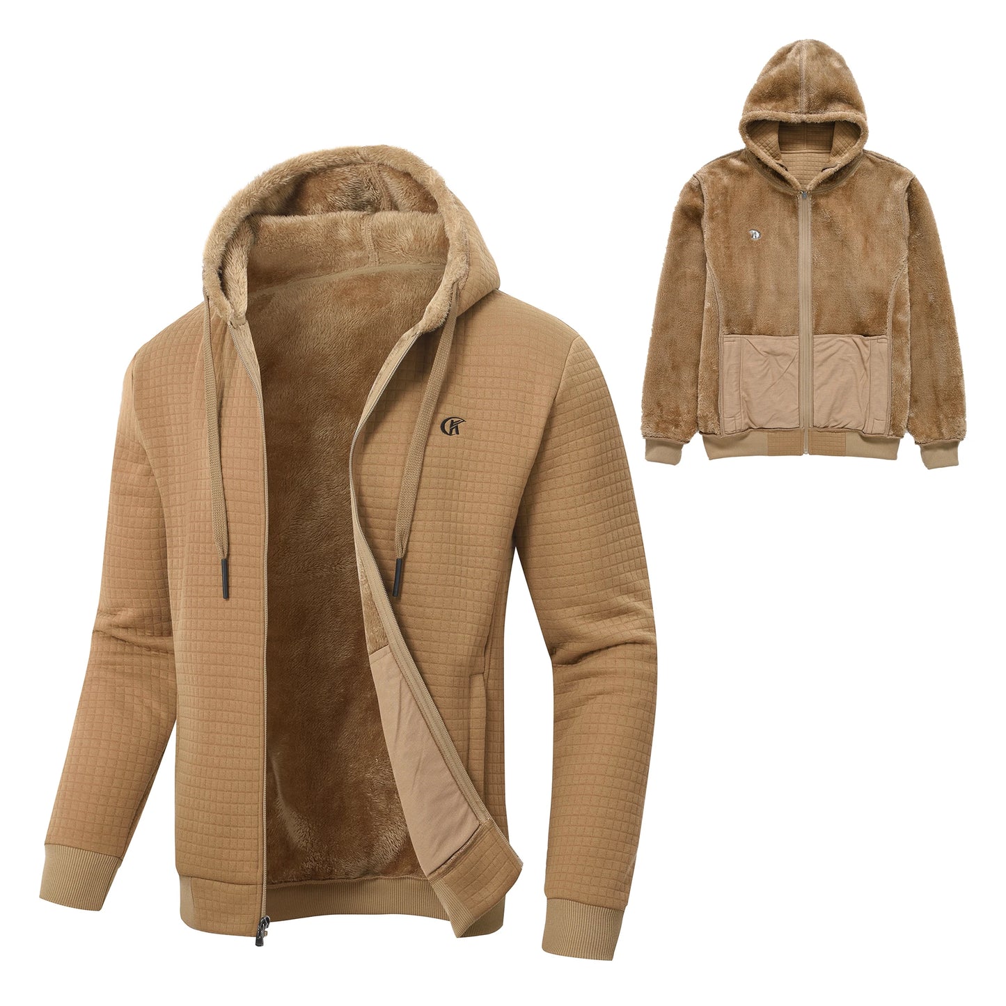 Men's Winter Warm Jackets Casual Hooded Plaid Shirts Thick Windbreaker Coat Hooded Fashion Streetwear 5XL