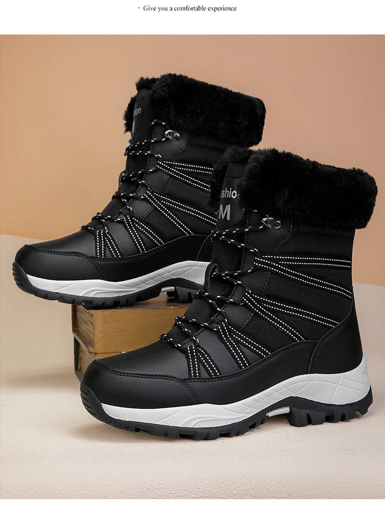 2025 Winter Snow Boots Cotton Shoes Waterproof and Cold proof Long Boots for Women Outdoor with Thick Velvet and Warmth 36-42