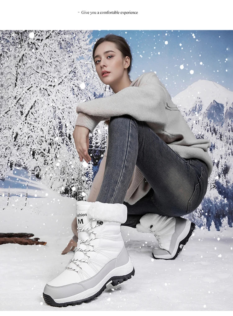 2025 Winter Snow Boots Cotton Shoes Waterproof and Cold proof Long Boots for Women Outdoor with Thick Velvet and Warmth 36-42