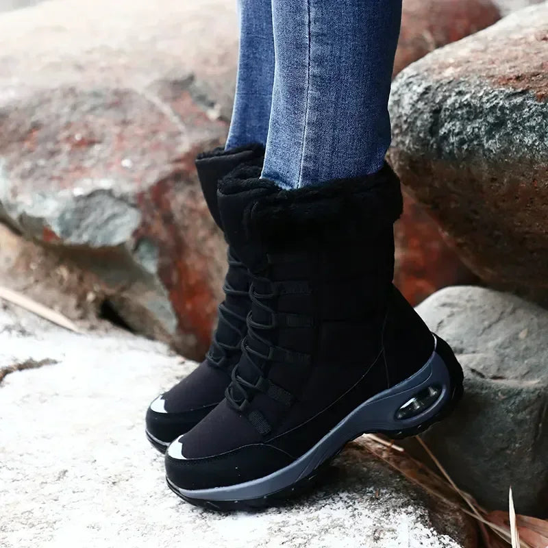 Women Winter Boots Women's Keep Warm Mid-Calf Snow Boots Women Hiking Boots High Quality Comfortable Air Cushion Women Boot