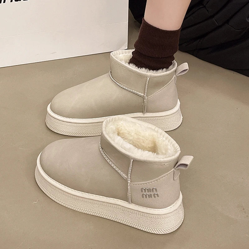 Winter fashion women's boots snow boots with fleece and fur women's shoes warm, non slip, wear-resistant, soft and comfortable
