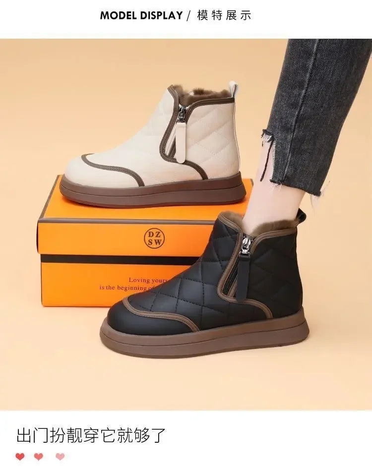 Winter Women's Boots  New Plush Comfortable Warm Waterproof Anti Slip Warm Short Boots Cold Resistant Outdoor Ankle Boots