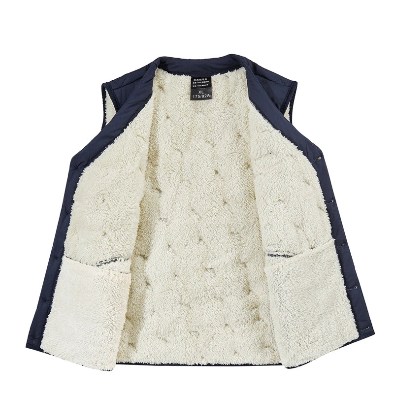 Winter Men's Vest Jackets Waterproof Outerwear Button Sleeveless Coats Warm Jacket Casual Lightweight Thick Sherpa Lined Vests