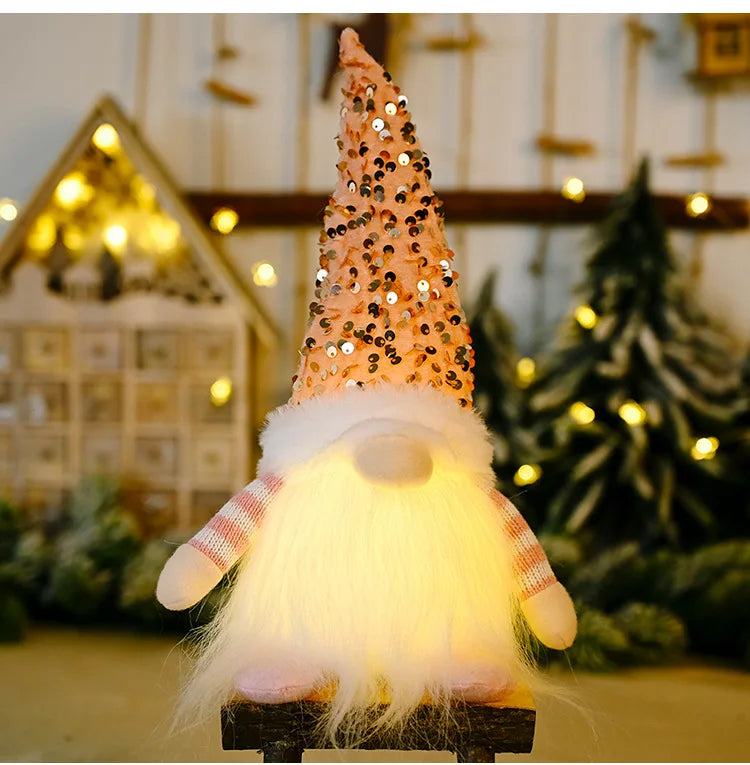 Christmas Gift Gnome Doll Couple Led Night Light Sledge Elf Ski Home Xmas Tree Desktop ornament Decor Navidad New Year Valentine