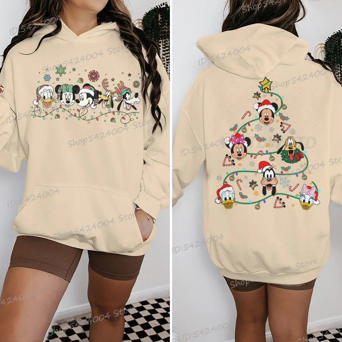 Mickey's Merry Christmas Party Hoodies Women Men 2025 Mickey and Friends Xmas Sweatshirts Long Sleeve Fleece Unisex Hoodie