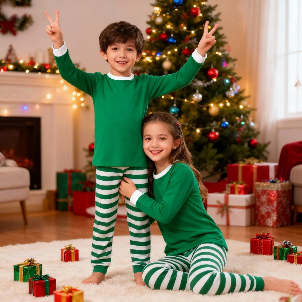 Matching Family Christmas Pajamas Set 100 Cotton Striped Pajamas Classic Sleepwear Loungewear Xmas Holiday Pajamas Family Look