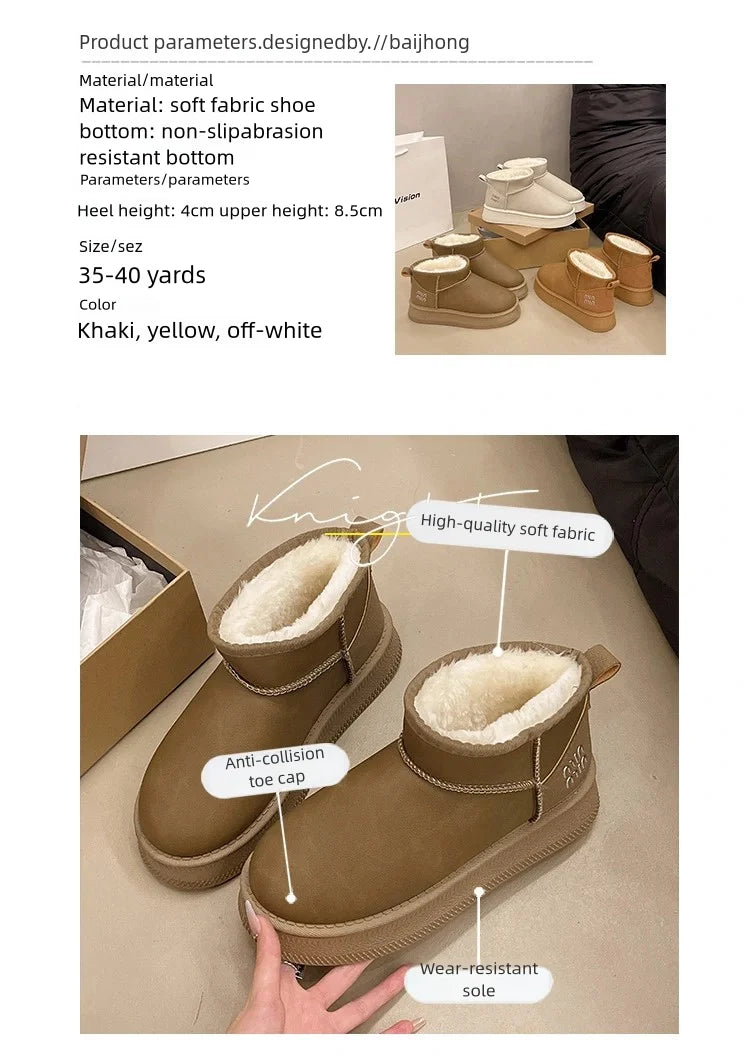 Winter fashion women's boots snow boots with fleece and fur women's shoes warm, non slip, wear-resistant, soft and comfortable