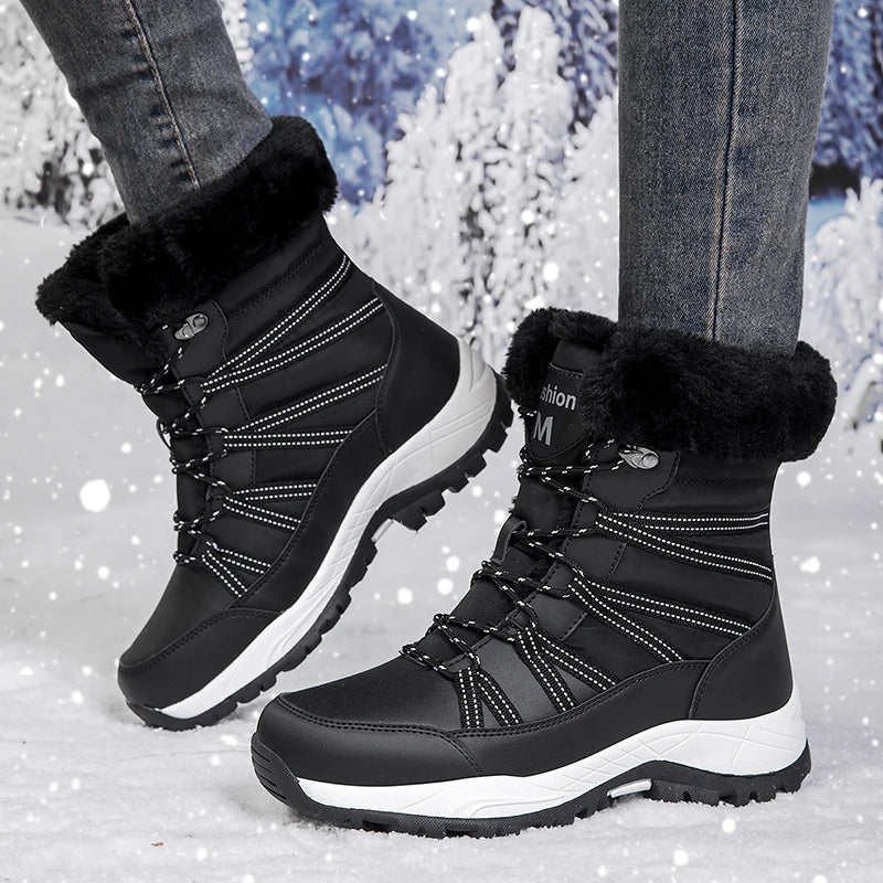 2025 Winter Snow Boots Cotton Shoes Waterproof and Cold proof Long Boots for Women Outdoor with Thick Velvet and Warmth 36-42