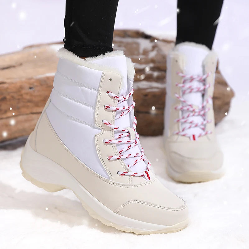 New Winter Women Boots High Quality Warm Snow Boots Lace-up Fashion Comfortable Ankle Boots Outdoor Waterproof Hiking Boots