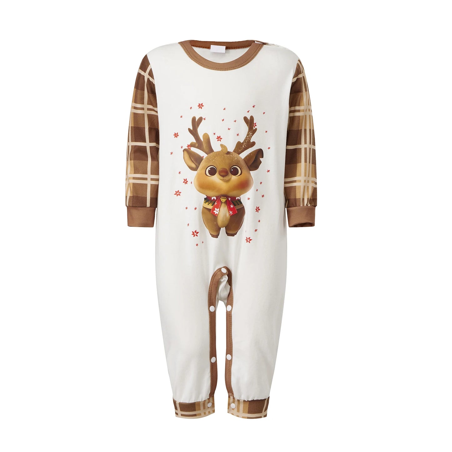 Christmas Family Pajamas Matching Sets Mom Dad Kids Long Sleeve Elk Print Tops and Plaid Pants Sleepwear Family Xmas Pajamas