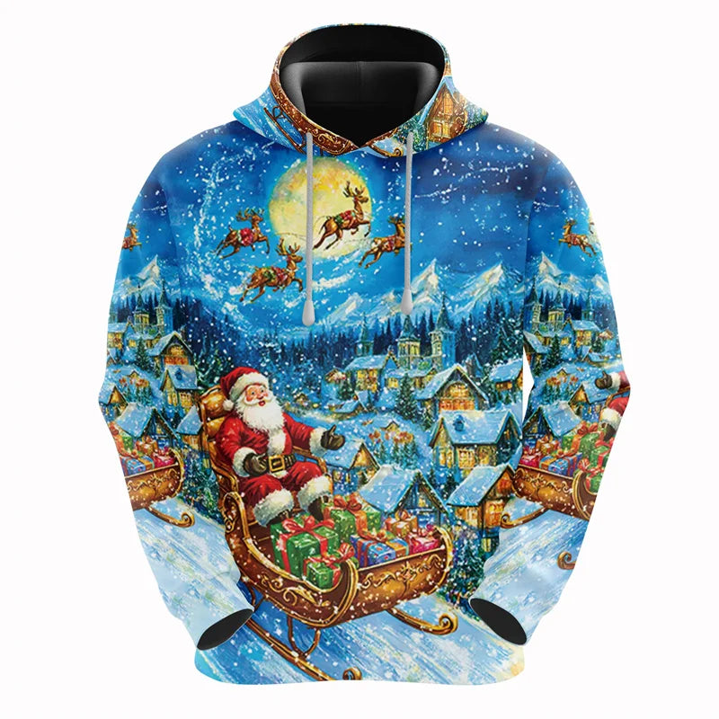 2026 Christmas Hoodies Santa Claus 3D Print Men Women New Hooded Sweatshirts Casual Unisex Hoody Pullover Kids Tops Clothing