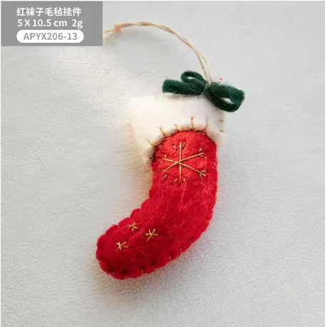 Christmas Tree Snowflake Gift Decoration Pendant Wool Felt Gingerbread Handmade DIY Accessories Christmas New Year Decoration
