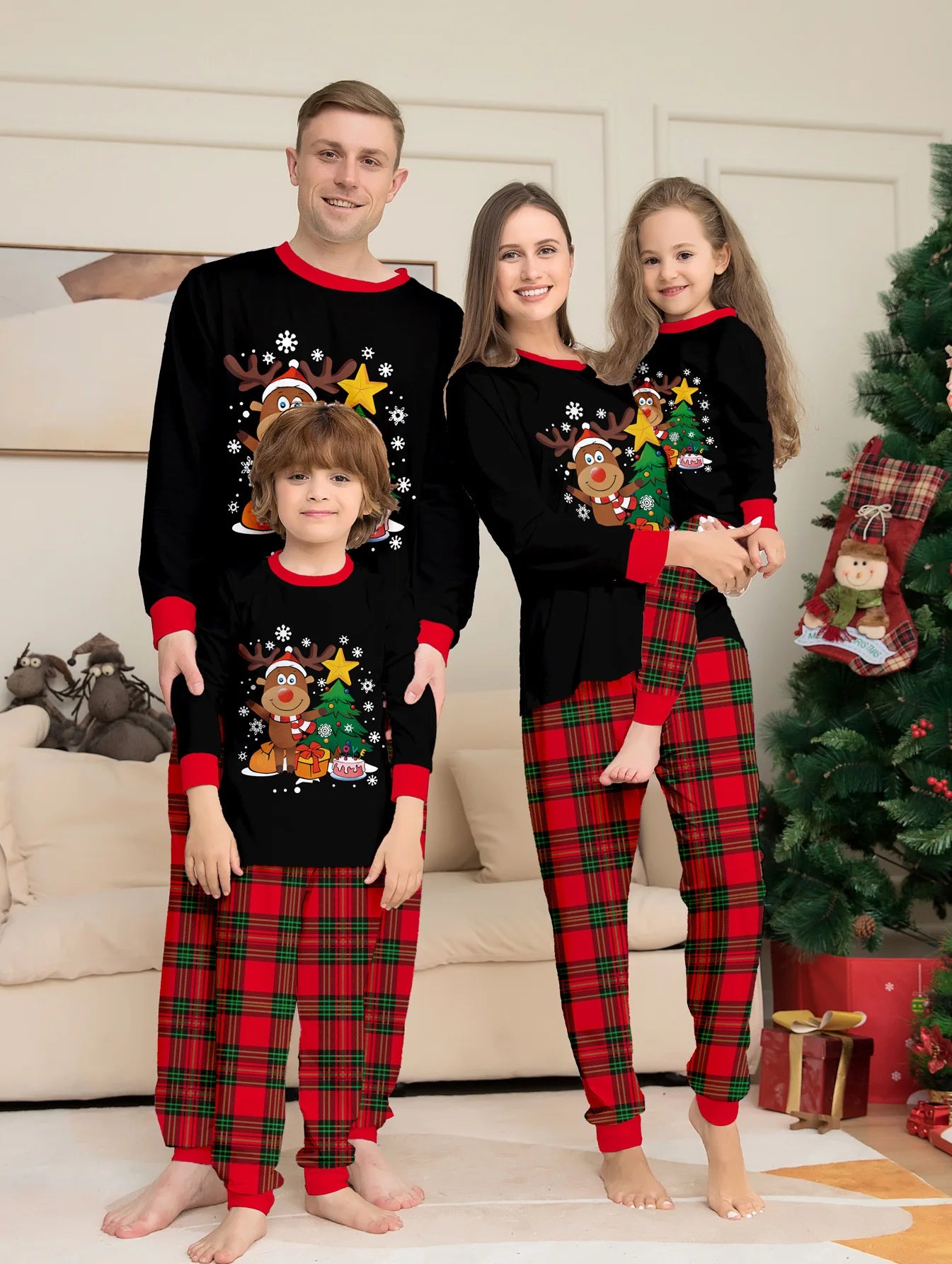 Christmas Matching Pajamas Family Outfits 2025 News Adult Kid Pajamas Clothes Set Baby Rompers Casual Sleepwear Xmas Family Look