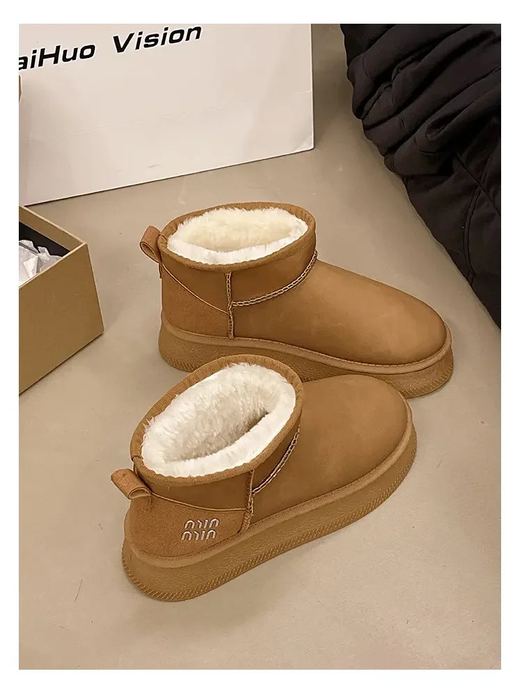 Winter fashion women's boots snow boots with fleece and fur women's shoes warm, non slip, wear-resistant, soft and comfortable