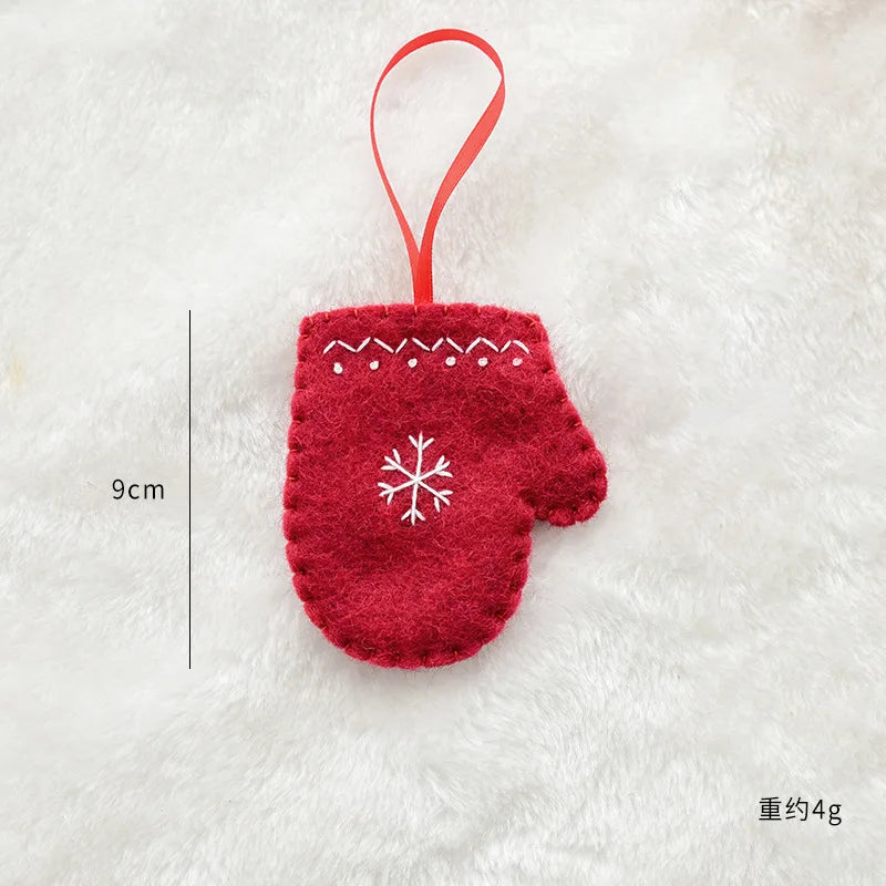 Christmas Tree Snowflake Gift Decoration Pendant Wool Felt Gingerbread Handmade DIY Accessories Christmas New Year Decoration