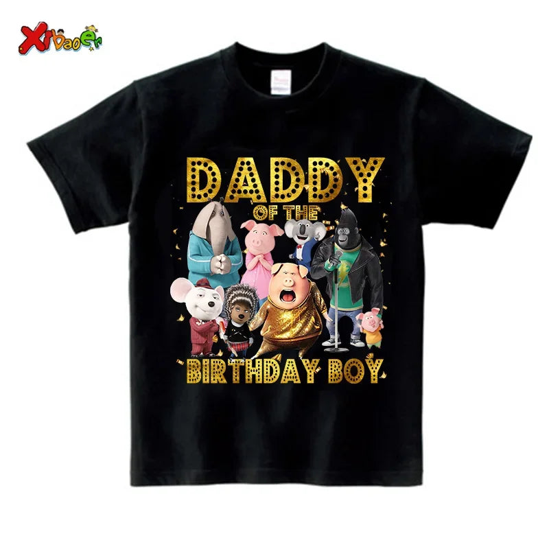 Family Matching Outfits Boys Birthday Party Shirt  Personalized Name 1st 10th Family Birthday Party Outfits Golden Shiny Outfits