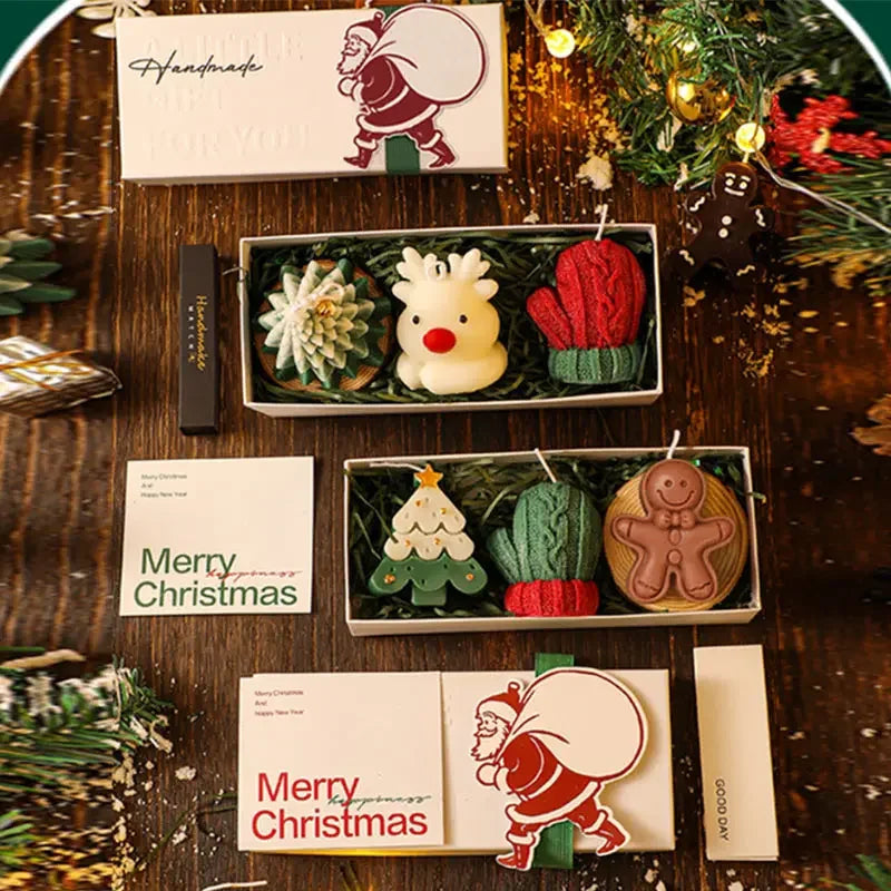Christmas Scented Candles Three-piece Gift Box Gloves Elk Gingerbread Man Aromatherapy Girl Friends Creative Warm Christmas Gift