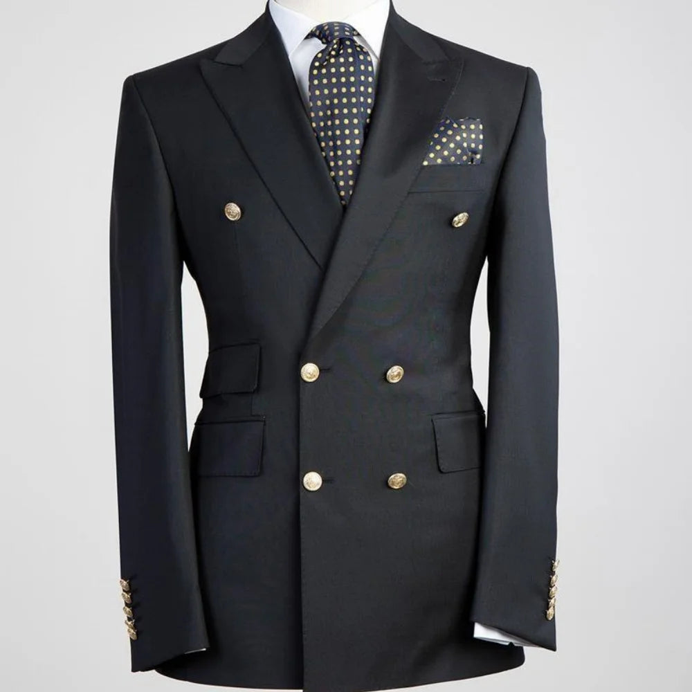 Men's Wedding Tuxedo Suits Blazer Double Breasted Peak Lapel Formal Business Groom Wear Party Coat