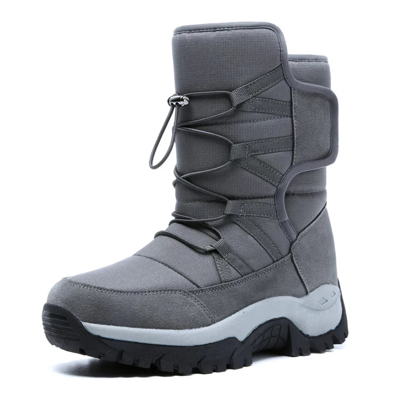 New Winter Hiking Boots Warm Plush Men's Boots High Top Couple Snow Boots Winter Outdoor Anti-Slip Ankle Boots Work Casual Boots